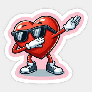Dabbing Heart Funny Mens Kids Boys Valentines Day Sticker